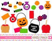 50% OFF - Halloween Candy Trick Or Treat Lollipop Cute Clip Art - Commercial Use - Scrapbooking Invitations Cards - Instant Download Il_170x135