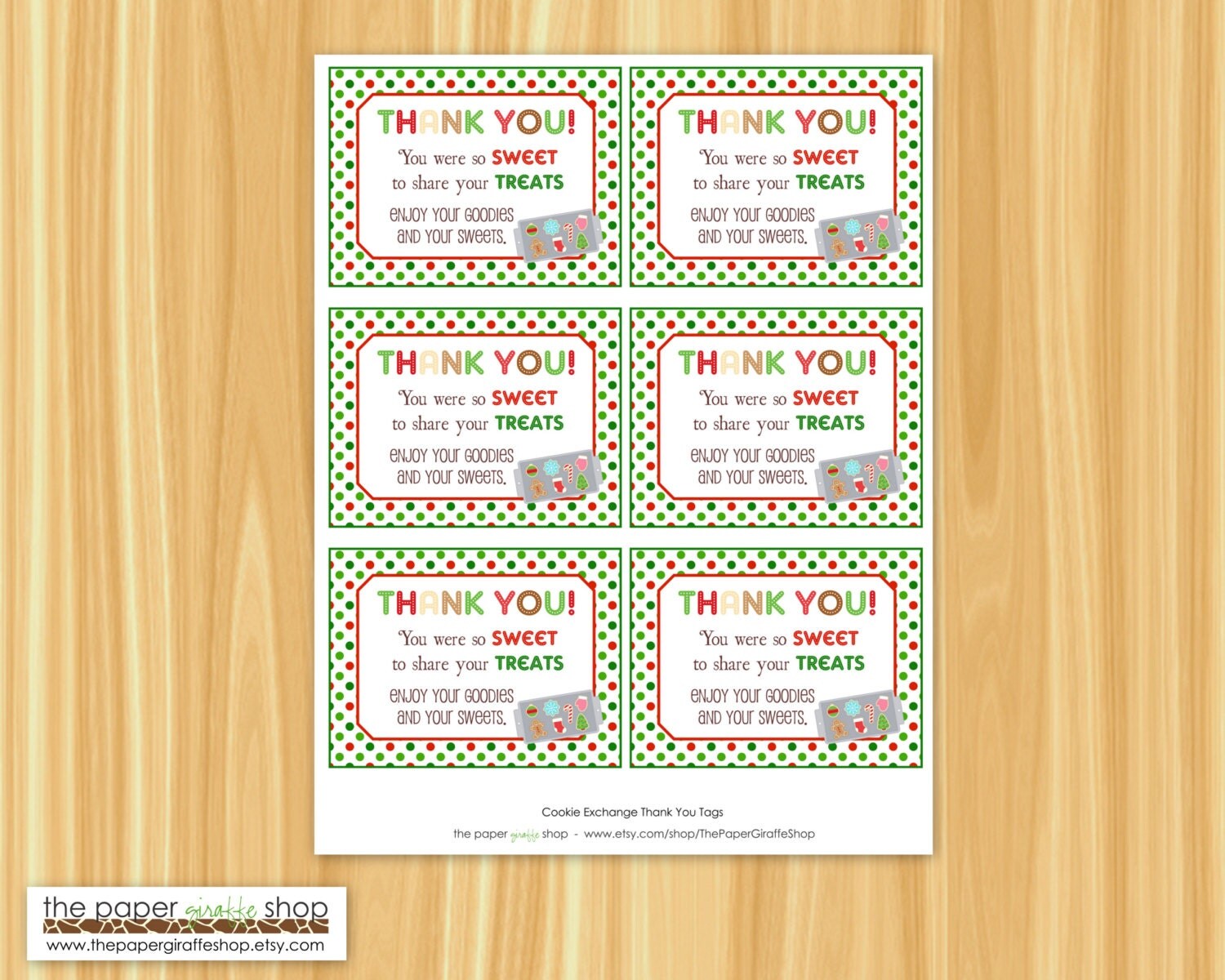 Cookie Exchange Thank You Tags Cookie Exchange Favor Tags