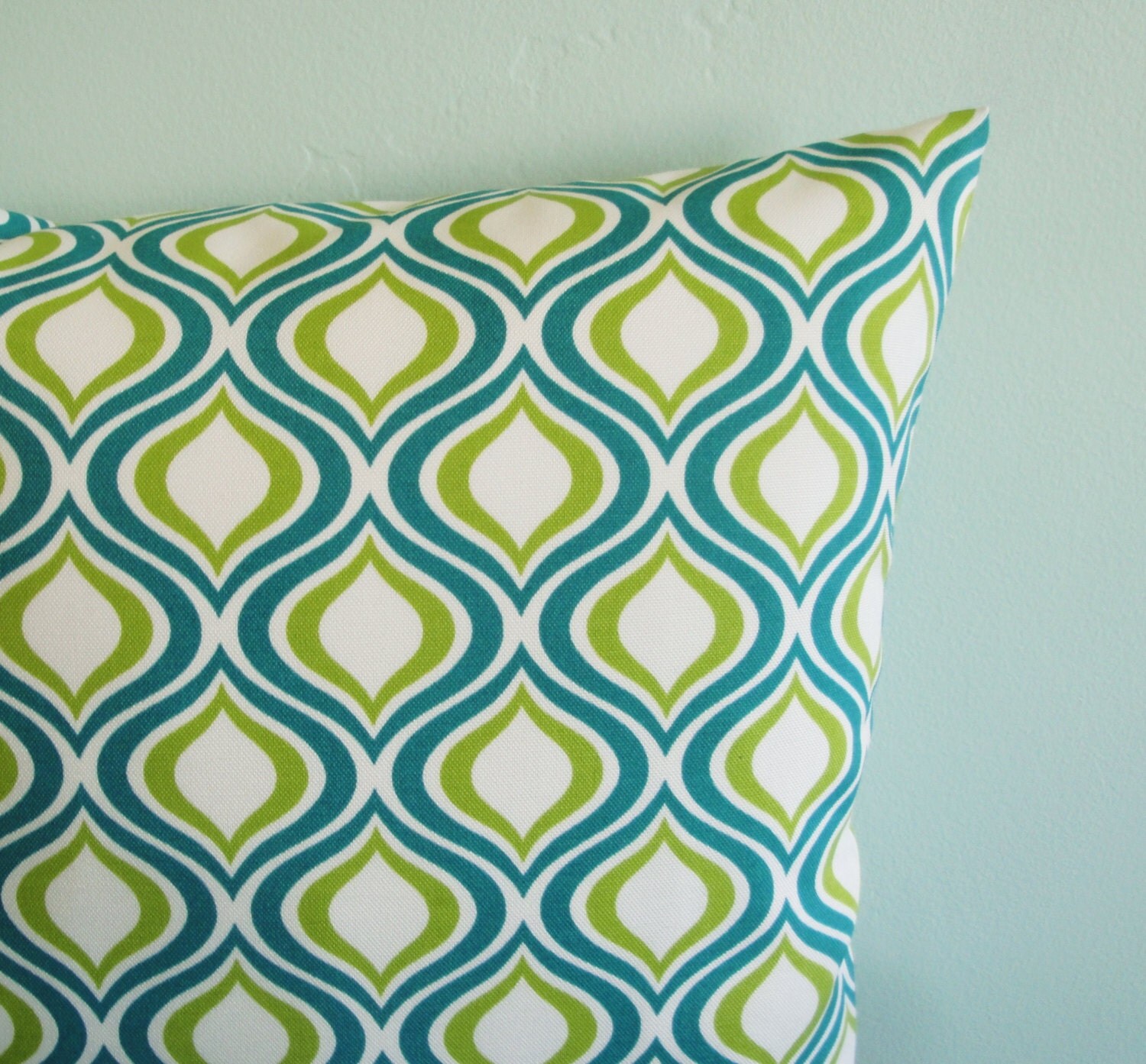 Teal and Lime Green Outdoor Throw Pillow Cover for