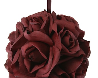 Garden Rose Kissing Ball - Burgundy - 6 Inch Pomander