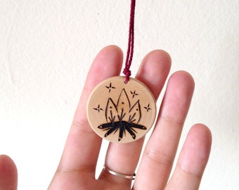 Wood Burned Campfire Necklace