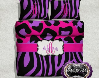 Girls Zebra Print Bedding Paris Theme Bedding Personalized