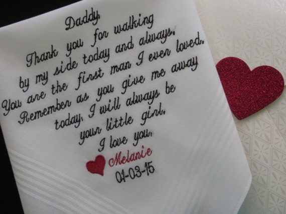 Dad embroidered wedding handkerchief. Thank by ...
