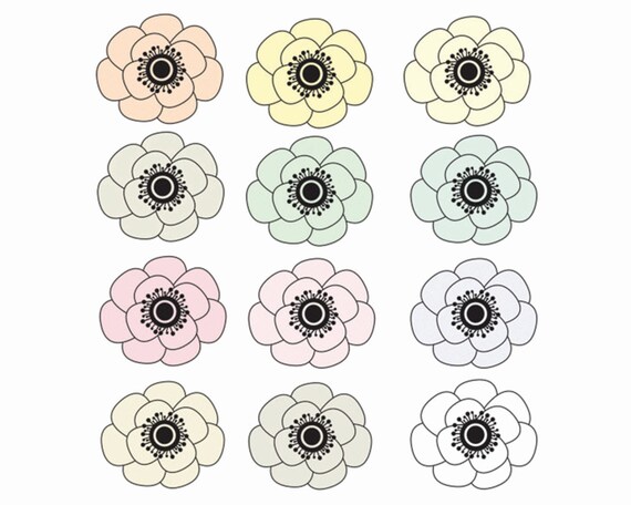 60% OFF SALE Clip Art Clipart Flowers Anemone Flower Clipart Nature Clipart Wedding Flowers Spring Summer Il_570xn