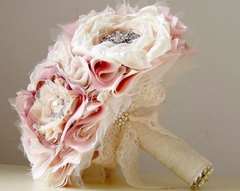 852 New bridal bouquets vanuatu 458   fabric bridal bouquet weddings vintage pink $ 300 00 usd bouquets4love 