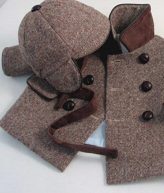 Brown Donegal Tweed Baby Boy's Coat and Cap