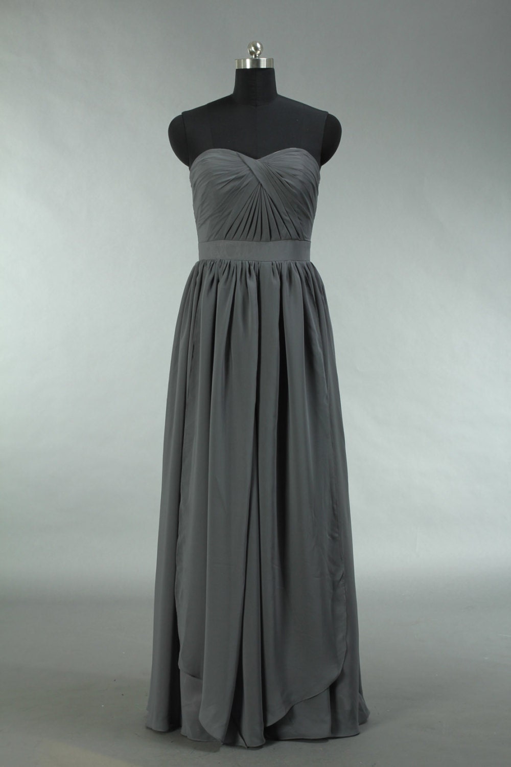 Grey Convertible Bridesmaid Dress Long Chiffon Grey