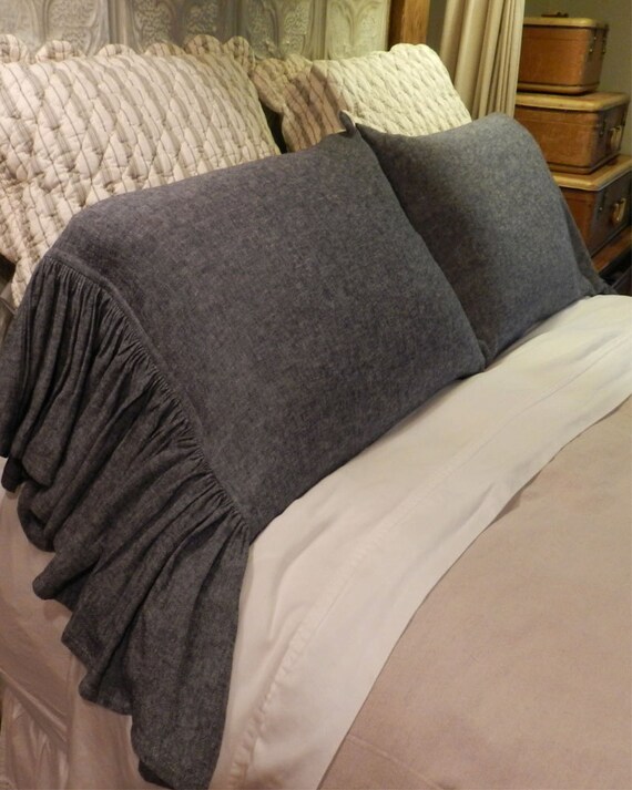 Ruffled Linen Pillow Case Sham Set with Extra-Long by PearsonBrand