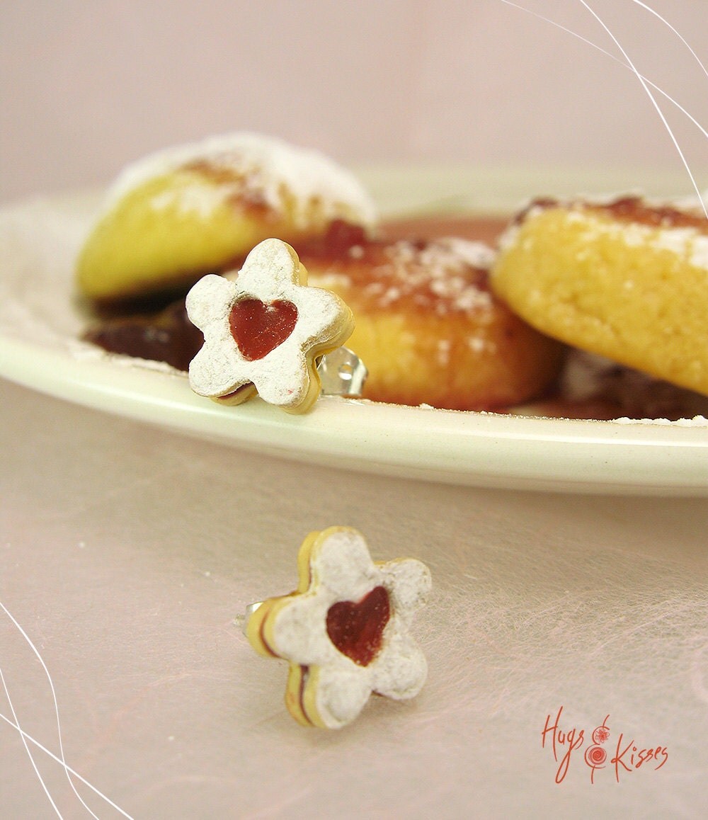 Tiny Jam Cookie Earrings Sugar Cookie Studs by HugsKissesMINI