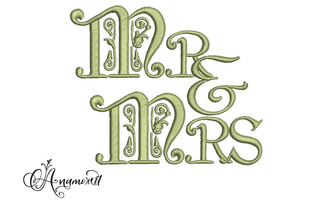 Mr. & Mrs Embroidery Design File for Download
