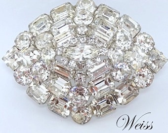 1950’s Huge Weiss Huge Rhinestone Brooch - Weiss Jewelry - Weiss Brooch - Wedding Jewelry - Rhinestone Brooch - 1950s Jewelry