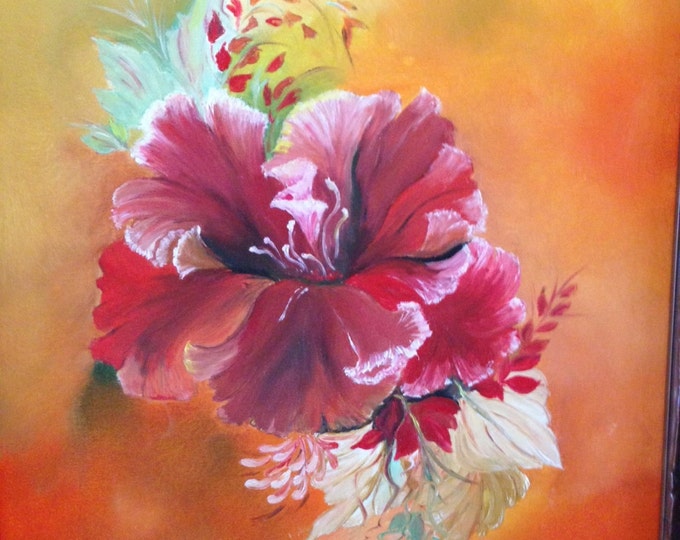 Hibiscus Painted with Oils