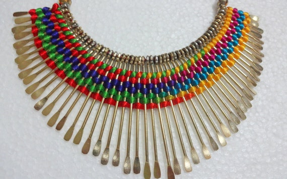 Indian Tribal metal necklace / golden Metal Spike