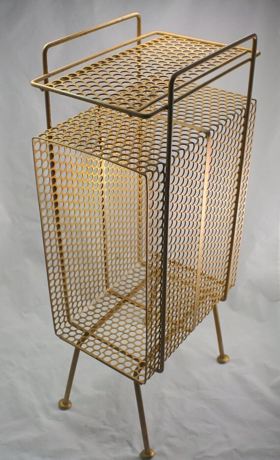 Vintage Wire Magazine Rack GOLD WIRE TABLE