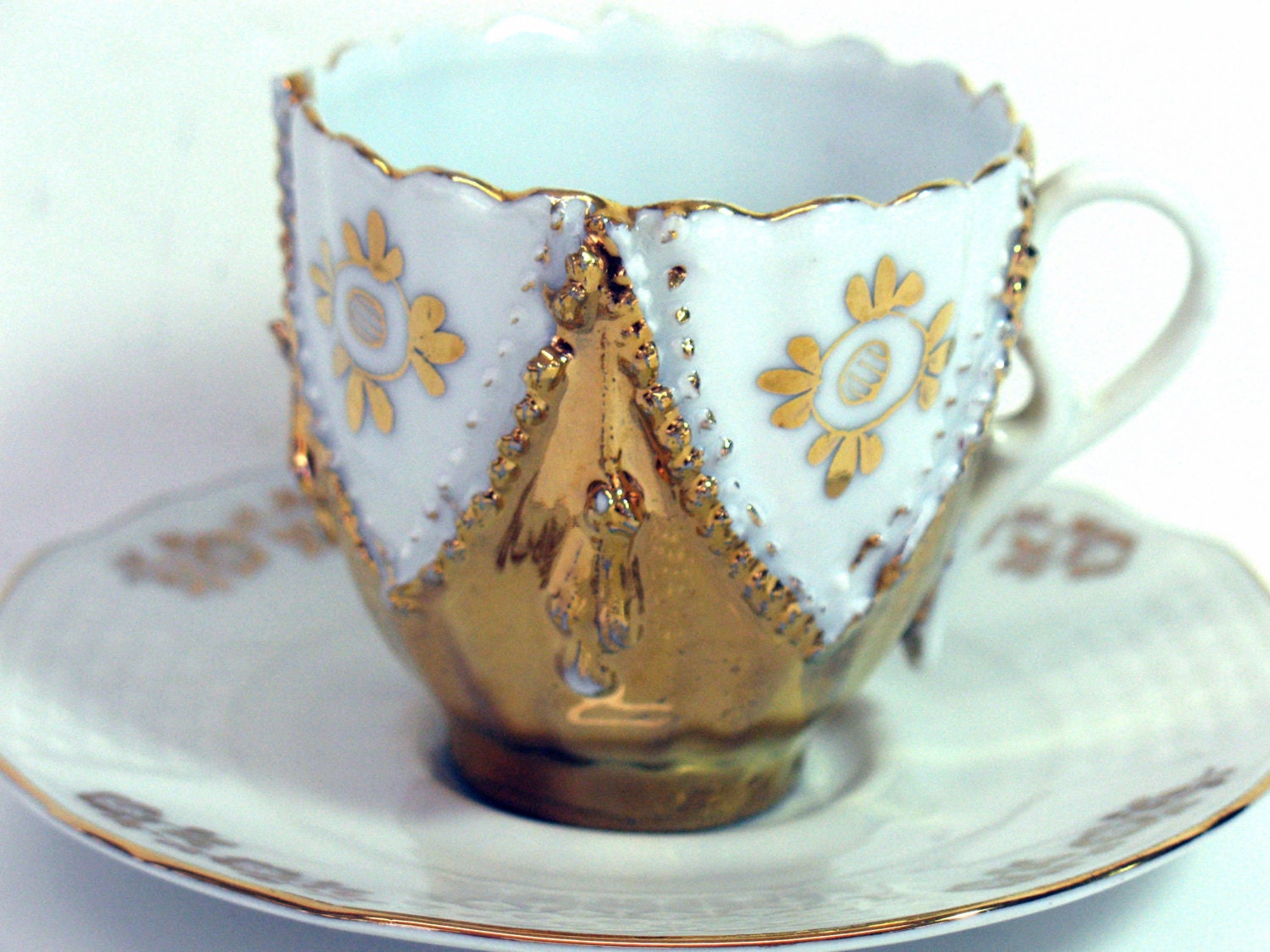 German Tea Cup Bavaria Teacup Porcelain Greek by MicheleACaron