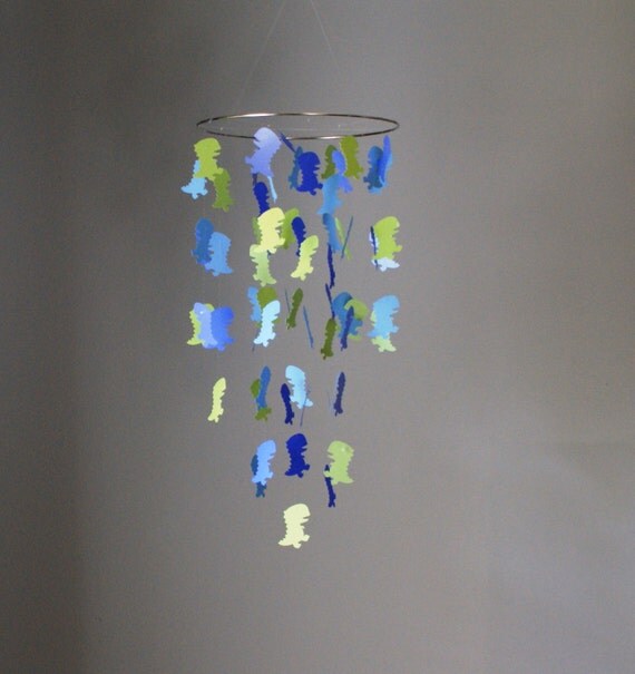 Petit dinosaure bleu et vert lustre mobile par cloudpop sur etsy Lustre bleu oriental