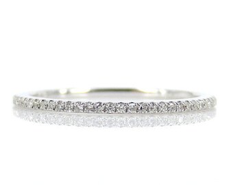 Micro Pave Diamond Eternity Band in 18k White Gold