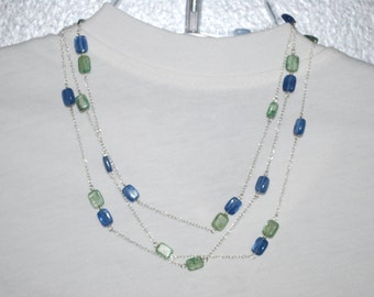 Sterling Silver with blue and green Kyanite necklace