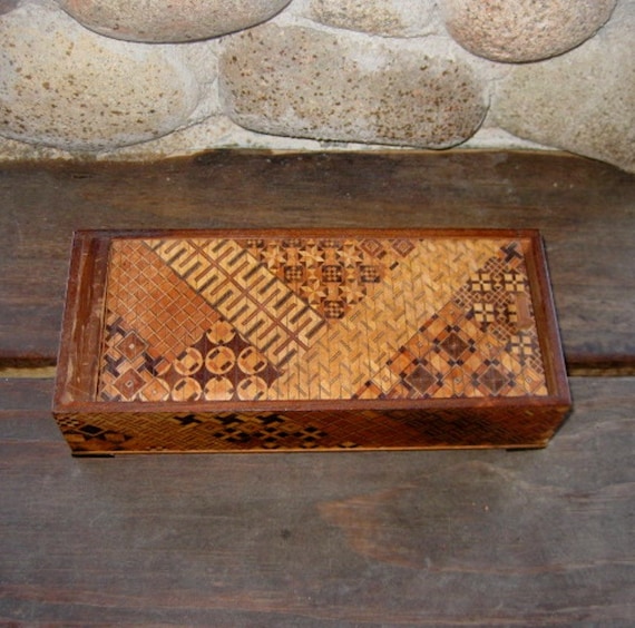 Japanese Wooden Box Puzzle Box Vintage Parquet Mosaic Box Art