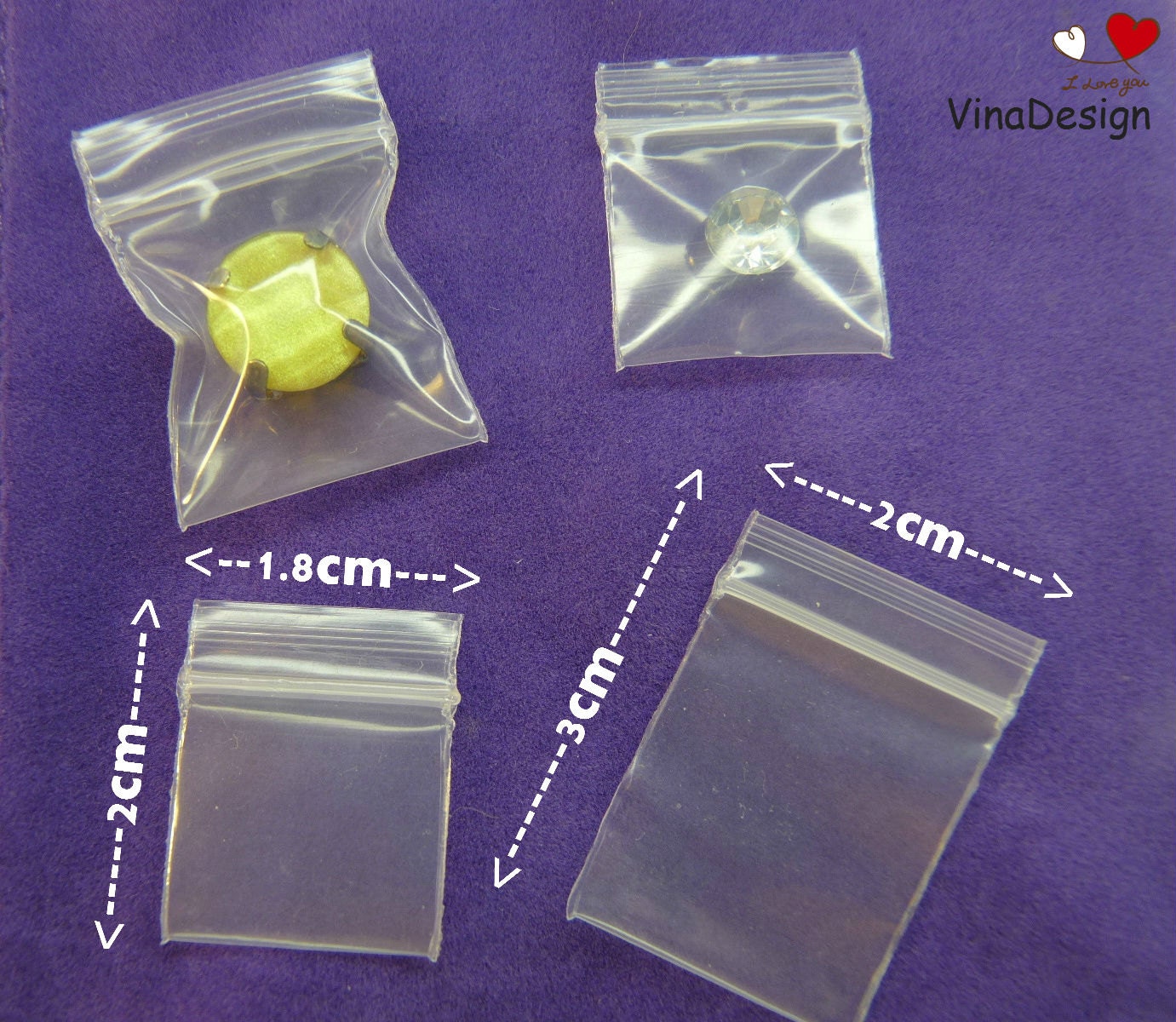 Super Mini Plastic Zip Lock Bag 1.8cm x 2cm Mini by VinaDesign