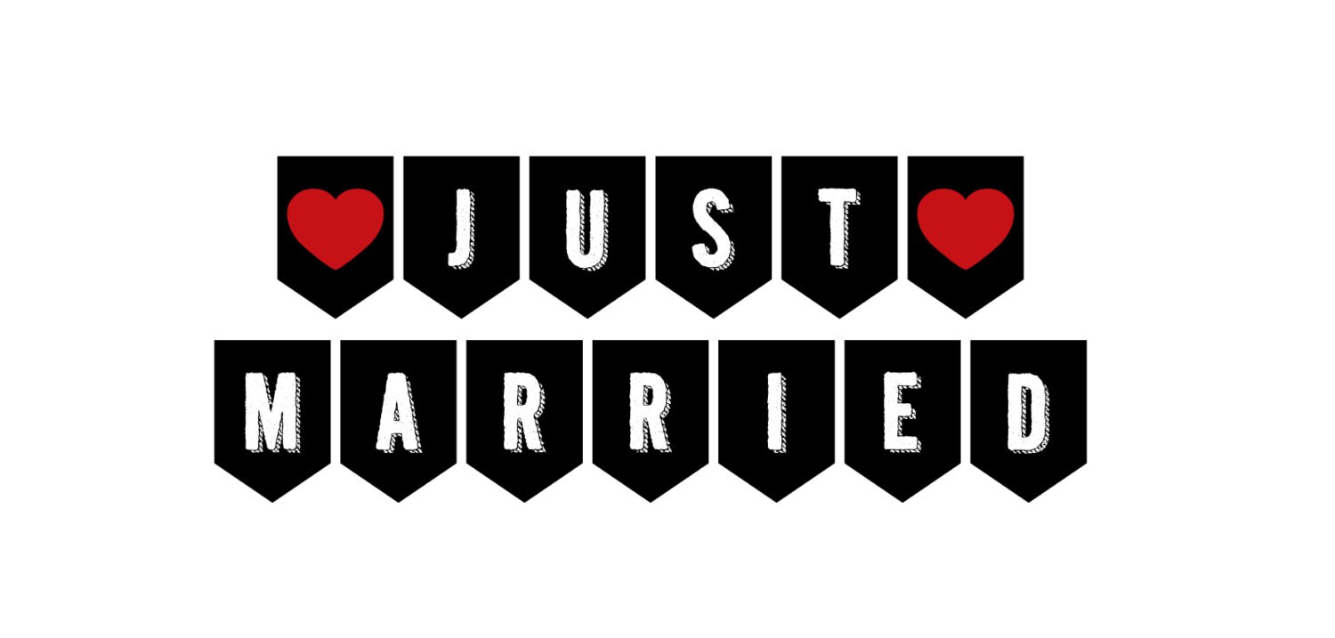 PRINTABLE Just Married Banner Wedding Photo Prop Black