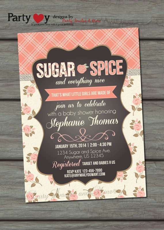 Sugar And Spice And Everything Nice Baby Shower Invitations 7