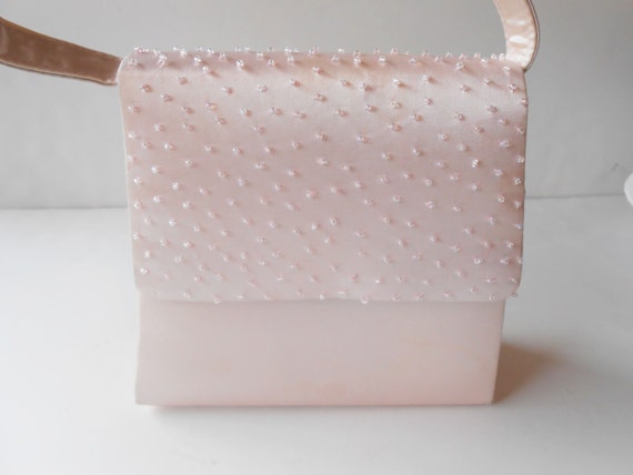 Beaded Evening Bag in Pale Pink Vintage Pink Purse Wedding Bridal Prom