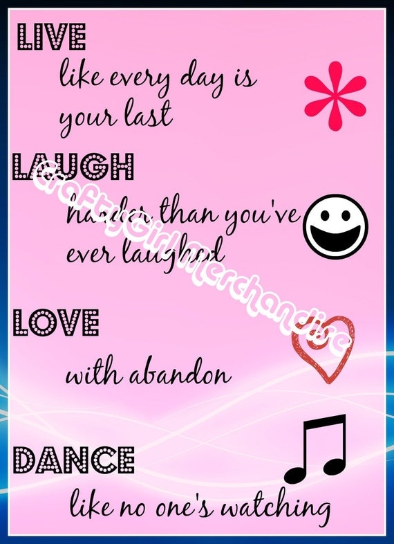 Live, Laugh, Love, Dance Pink Printable Wall Art - Instant Download - Girls Room Art Work Printable Download Pink