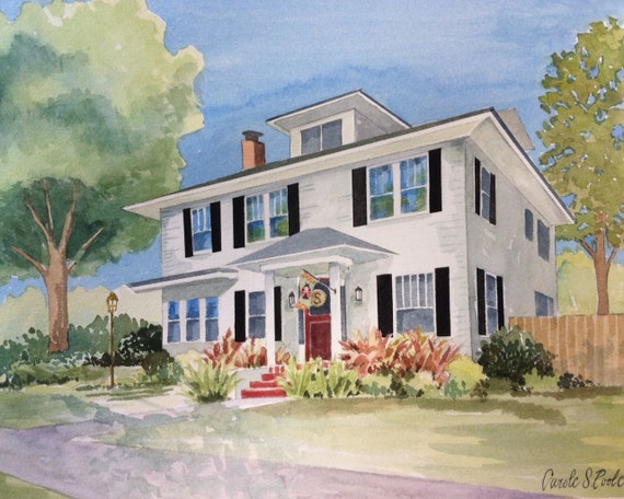 Personalized home painting,  Your House Commissioned in Watercolor, Original Custom House Painting