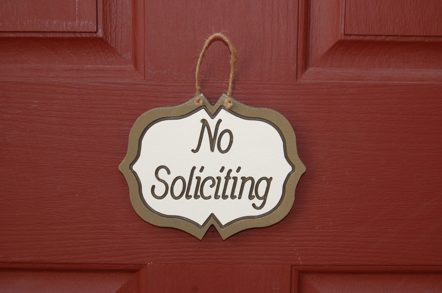 No Soliciting Decorative Engraved Wood Sign