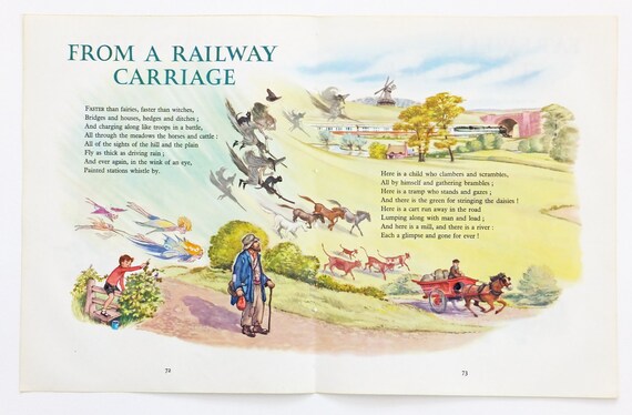 Items similar to From a Railway Carriage, Vintage Picture and Poem by ...