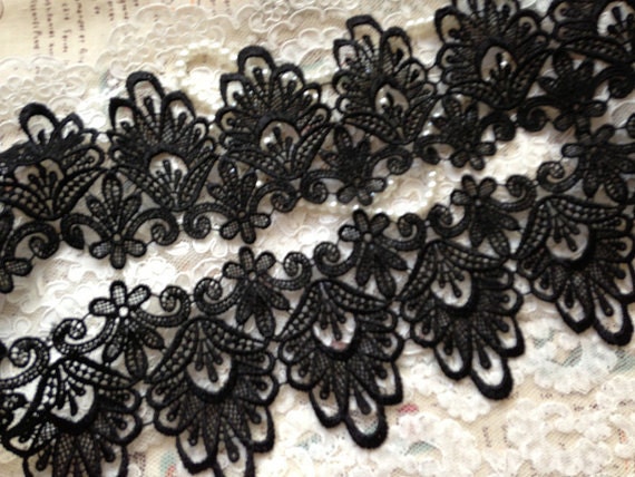 black lace fabric trim antique lace trim black venice lace