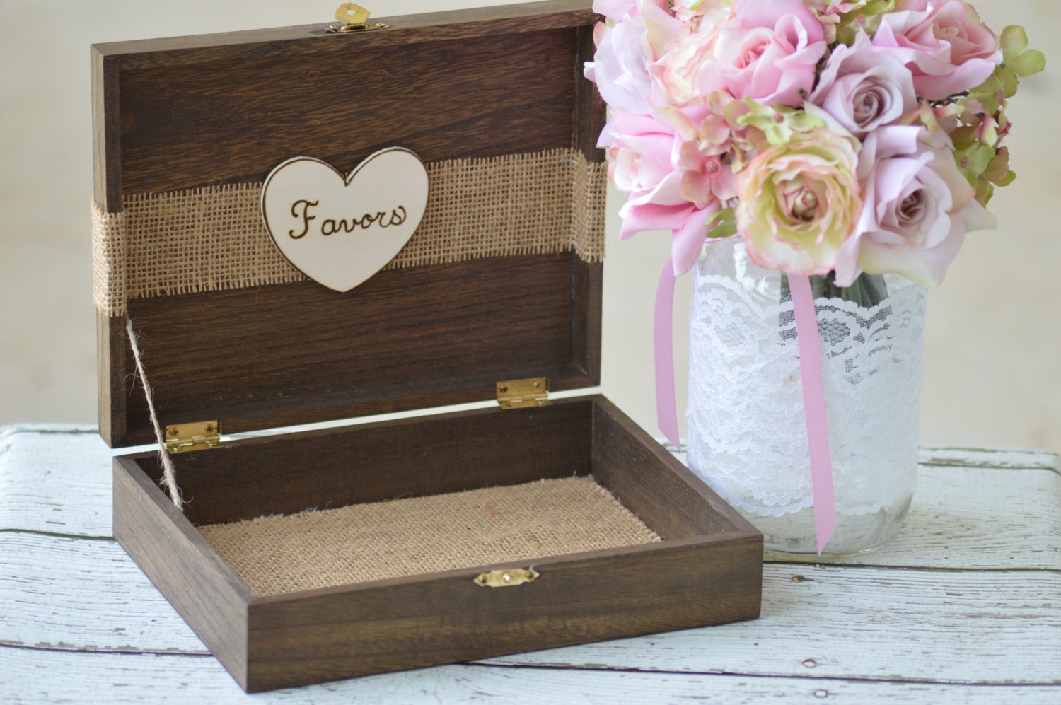 rustic wedding favor box suitcase favor box by RedHeartCreations