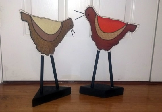 Bird Soft Sculpture  Appliqued Cotton Bird Statue by MyBuddyBling