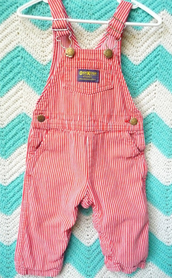 Vintage Baby Boys OshKosh B'Gosh Pin Stripe Bib Overalls
