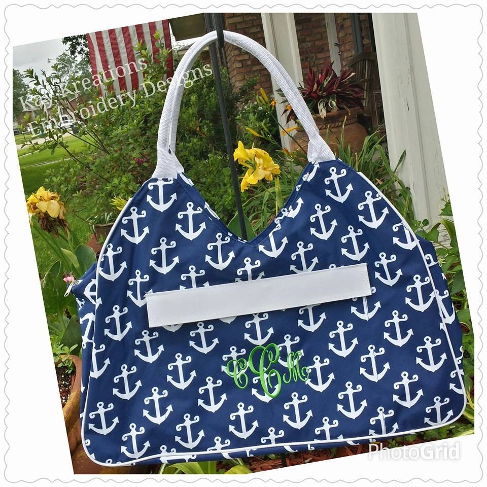 Beach Tote/Bag AND Accessory Bag Navy Anchor 2 piece set