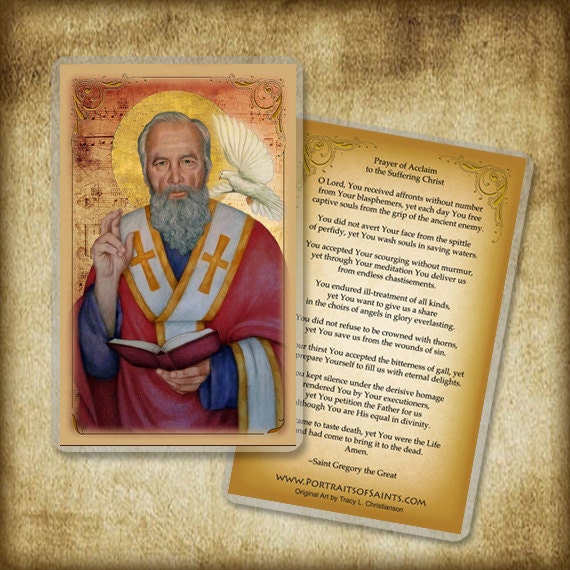 St. Gregory the Great Holy Card or Wood Magnet 0096