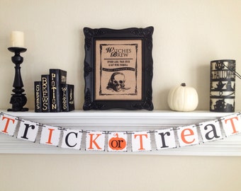 Trick or Treat Banner, Happy Halloween Banner, Halloween Kids Party, Trick or Treat Sign, Halloween Garland