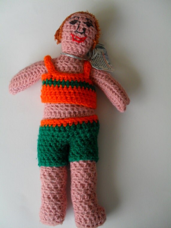 Hand crocheted Dammit Doll. 14 tall male
