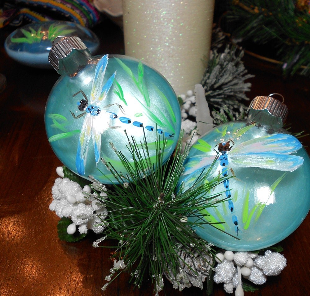 Large Dragonfly Ornament Hand Painted Dragonflies by Marilyn