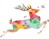 Original watercolor Christmas Card - Reindeer