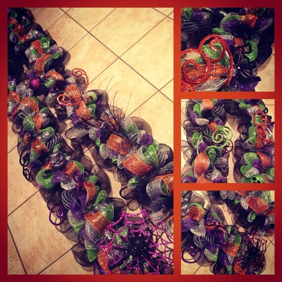 Halloween garland halloween decor deco mesh wreath deco by LaFeteDecor