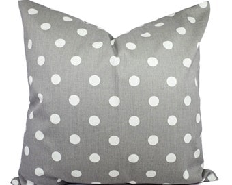 Two Decorative Pillow Covers Brown Cream Pillows Throw - Two Decorative Throw Pillow Covers - Grey and White Polka Dot Print - Grey  Cushion Cover - Grey Accent Pillow - Grey Pillow Covers