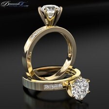 ... Cut 2.00 ct Women Yellow Gold Ring With Accent Diamonds Size 4 5 6 7 8