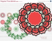 ON SALE 50 % OFF retro flowers clip art set, funky wreaths, photoshop elements, small business use, Christmas colors, instant download Il_170x135