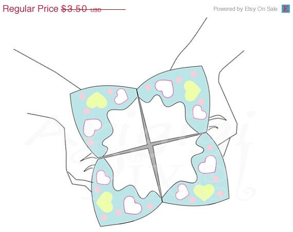 ON SALE 50 % OFF Valentine Cootie Catcher Light Blue Diy Valentine Card Origami Love Note Card Greeting Card Pdf file Il_570xn