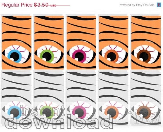 ON SALE 50 % OFF Halloween printable gift tags, mummy eye, spooky eyes, gray, black, orange, instant download, Halloween printables Il_570xn