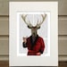 Deer In Smoking Jacket Deer Illustration wall art by FabFunky