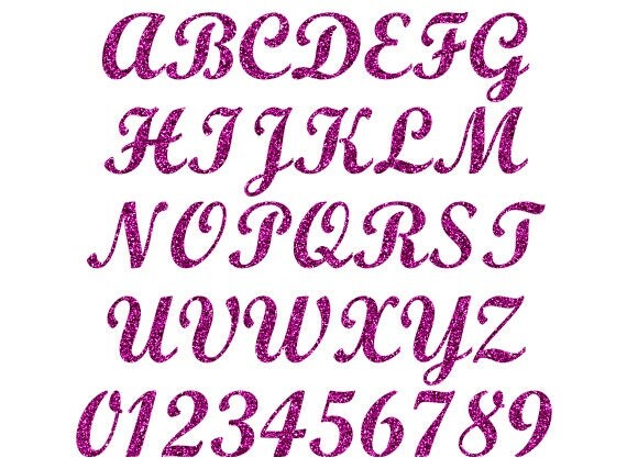 Purple Glitter Alphabet Digital Glitter Letters Clipart