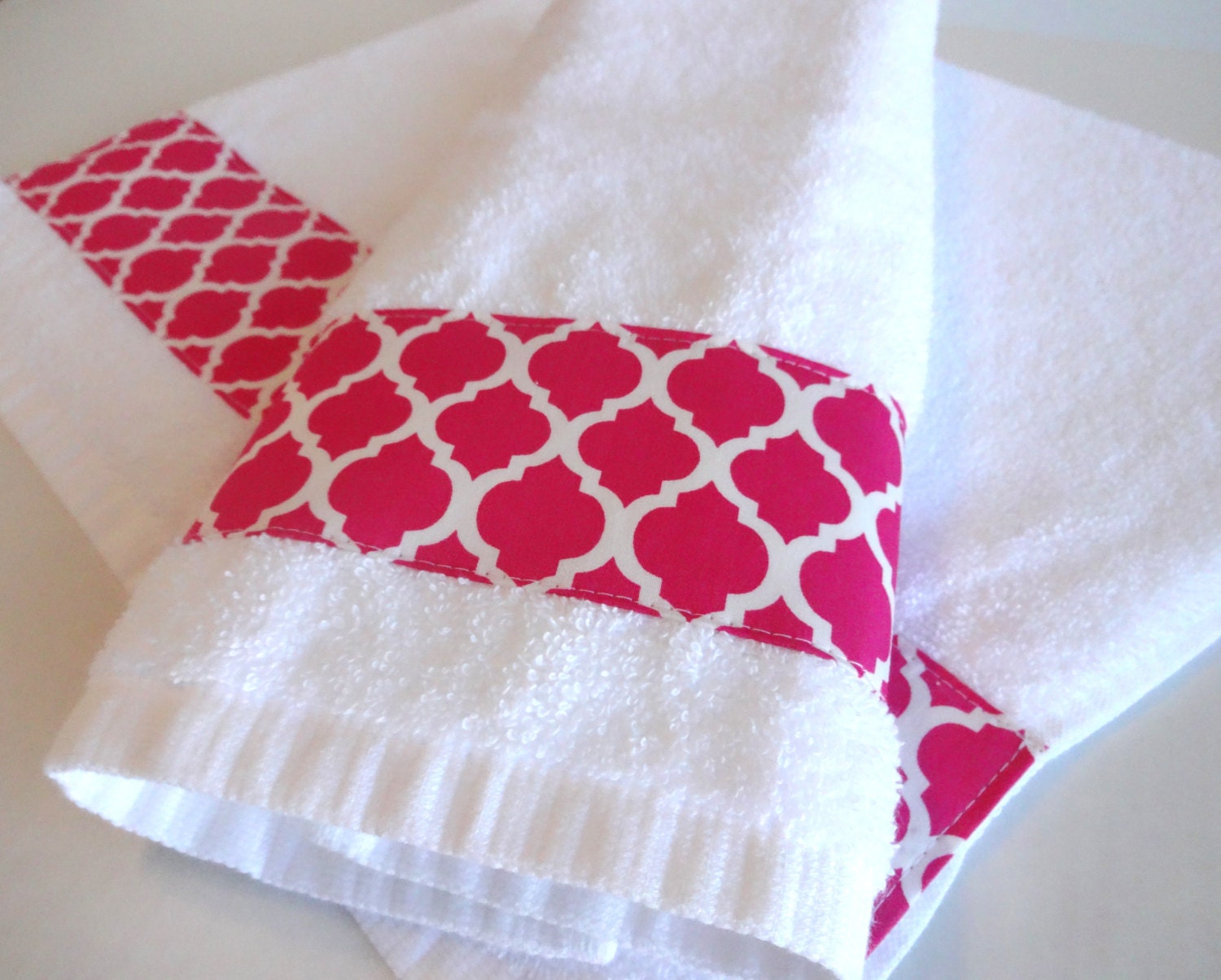 Hot Pink Towels hot pink quatrefoil quatrefoil fabric